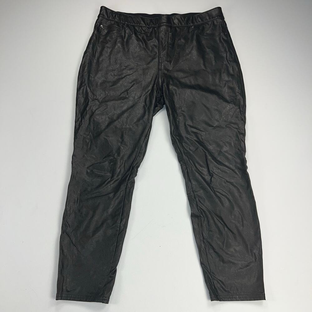 SPANX Vegan Faux Leather High Rise Cropped Pull On Pants Black Size XL